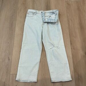 Levi’s Jeans Ribcage Straight Ankle Button Fly Acid Wash Distressed 31 *altered